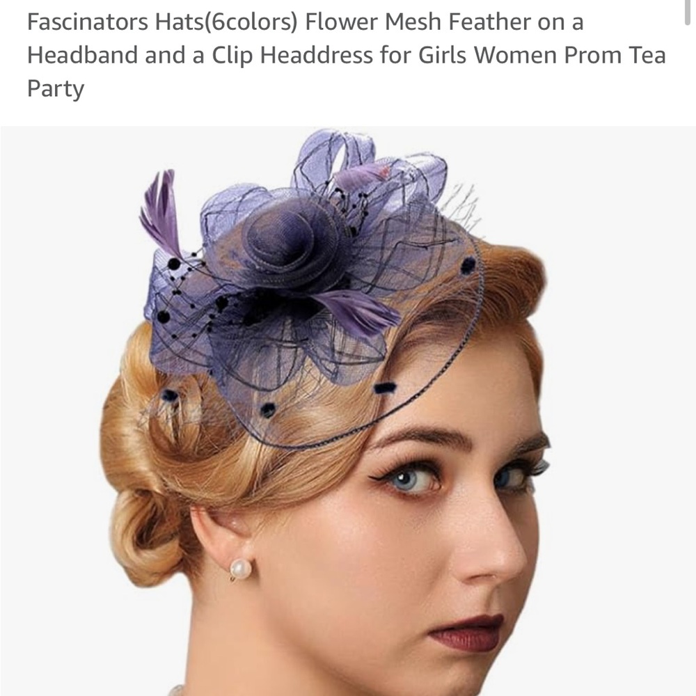 Coxiva Fascinators Hat -peach in color Flower Mesh Feather on a Headband